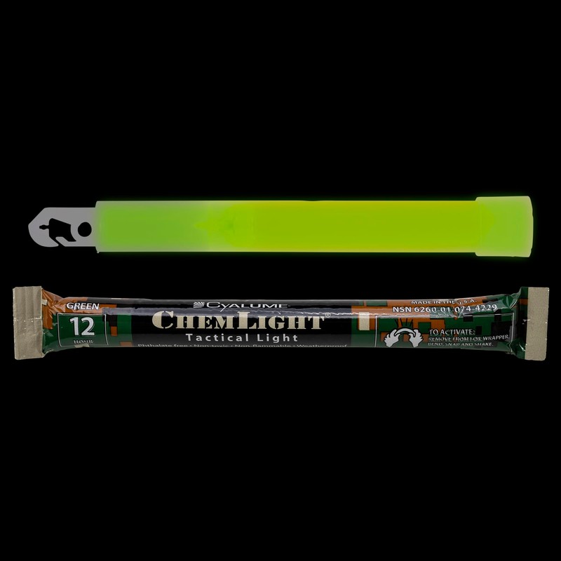 Cyalume ChemLight Military Grade Chemical Light Sticks, Green, 6 Long,