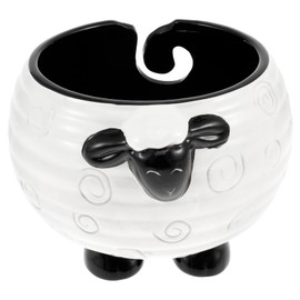 Abizarch Yarn Bowl Ceramic Knitting Bowl Cute Sheep Shaped Yarn Holder Large Crochet Bowl Lovely Yarn Ball Storage Holder for Crochet Knitting Yarn Knitting Decoration ZHAZHAMO(Black)
