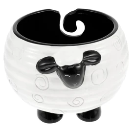 Abizarch Yarn Bowl Ceramic Knitting Bowl Cute Sheep Shaped Yarn Holder Large Crochet Bowl Lovely Yarn Ball Storage Holder for Crochet Knitting Yarn Knitting Decoration ZHAZHAMO(Black)