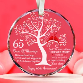 Bozspacer Blue Sapphire Anniversary Couple Glass Ornament - 65th Wedding Gifts for Parents Couple Wife Husband- Unique Gift Ideas - Glass 65th Wedding Anniversary Ornament (65th Wedding Anniversary)