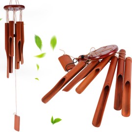 Bamboo Wind Chimes, Gifts for Mums Birthday Unique, 30in Wind Chimes for Garden, Decorative Outdoor Hanging Chimes, Wooden Wind Chime for Garden, Patio, Home or Outdoor Decor
