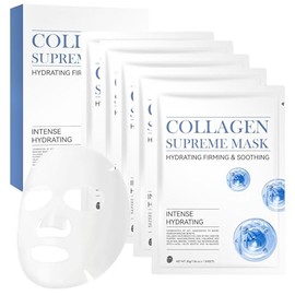 5PCS Collagen Face Mask, Deep Hydrating Mask, Firming and Moisturizing, Korean Skincare