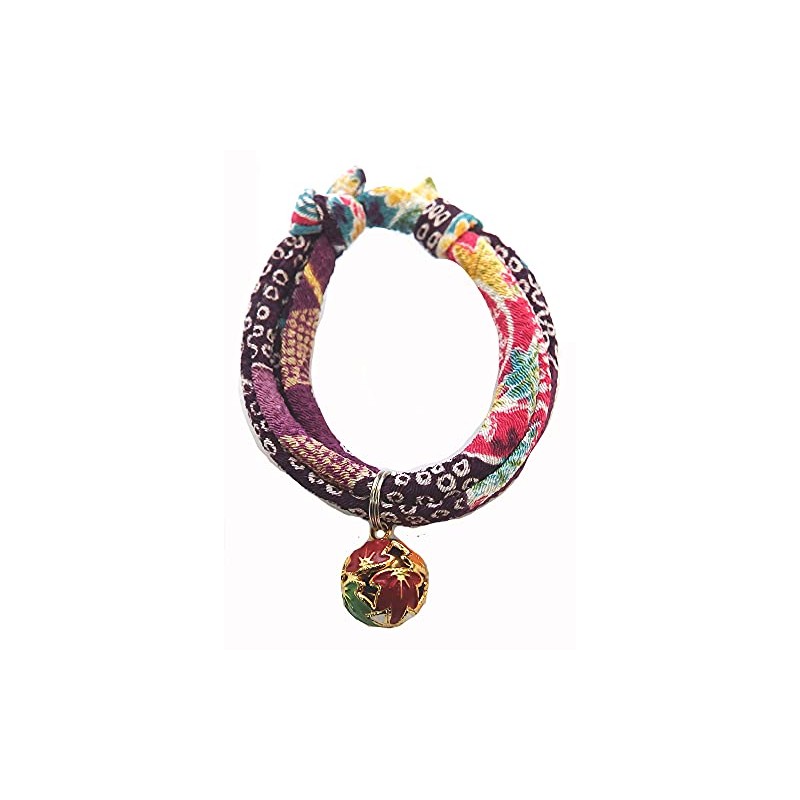 Collar: Cat Collar, Cat Bell Charm (Peony Purple, Autumn Leaves),