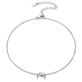 ChicSilver Sterling Silver Anklets for Women Dainty Small Moon Ankle Bracelet for Women