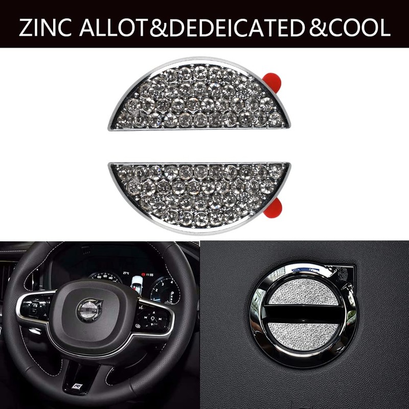 HIBEYO Bling Car Steering Wheel Logo Emblems Sticker Accessories Compatible