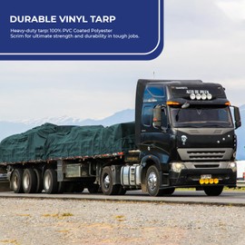 Tarps NowVinyl Tarp with Stainless Steel Grommets, (8' x 20') - Vinyl Tarps Heavy Duty Waterproof Tarpaulin for Canopy, Pool Cover, Truck Cover, Indoor Outdoor - Forest Green, 18 oz, 20 Mil