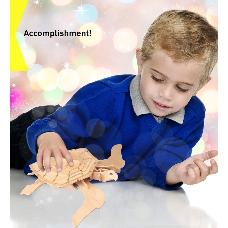 Puzzled Green Turtle Wooden 3D Puzzle Construction Kit