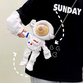 LUOZZY Astronaut Bag for Women Kids Cute Astronaut Bear Crossbody Bag PU Leather Astronaut Shoulder Bag Backpack Cell Phone Bags