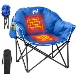 Ytaoeo Oversized Heated Camping Chair, Heated Outdoor Chairs for Sports, Padded Camping Chairs for Adults, Heated Lawn Chair, Heavy Duty Heated Folding Chair for Adults, Support to 500lb - Blue