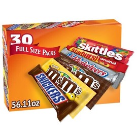 Mars Candy Bar Variety Pack 30ct – M&M's, Snickers, Skittles & Starburst