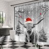 UOZXOML Christmas Highland Cow Shower Curtain Farmhouse Funny Western Cow
