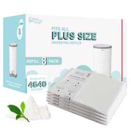 USBOO Refills Compatible with Dekor Plus Diaper Pail,8 Pack Diaper Pail Refill Liners, Reinforced Thickness Diaper Trash Bags, Holds up to 4640 Diapers,Fresh Powder Scent