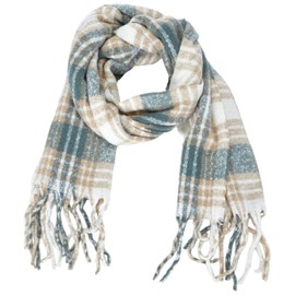 ONLY Women's Onllima Life Check Frill Scarf CC Scarf (Pack of 100), Balm Green/Detail:Check, Unit size