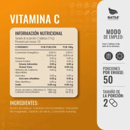 Vitamina C, 300 Tabletas (3 Frascos 100 Tab C/u) Sabor Natural