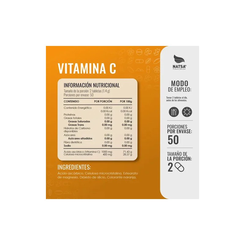 Vitamina C, 300 Tabletas (3 Frascos 100 Tab C/u) Sabor