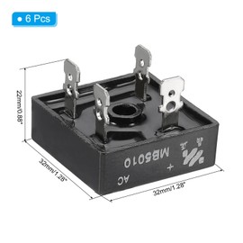 PATIKIL MB50-10 Rectifier Diode, 6 Pcs Bridge Rectifier 50A 1000V Electronic Silicon Diodes for Converting AC Power to DC Power, Black