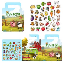 Reusable Sticker Books for Kids,Travel Removable Sticker Books for Girls Boys Birthday Gifts Educational Learning (Farm)