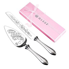 Juego de cuchillos y servidores para tartas, juego de corte de pasteles de acero inoxidable 18/10, juego de servir dulces para bodas, cumpleaños, hogar, fiestas y eventos