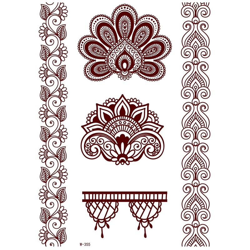 Set of 3 Temporary Tattoos Lace Tattoos Brown Set B-2