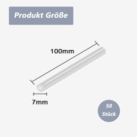 CALLYSONIC Pack of 50 Hot Glue Sticks, Highly Transparent Hot Glue Sticks, Hot Glue Gun, Glue Sticks for DIY and Repairs, Wood, Fabrics and Ceramics, Glue Sticks 7 mm