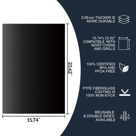 Meegoo Oven Liners for Bottom of Oven, 2 Pack Large Thick Heavy Duty Non-Stick Teflon Oven Mat Set, 15.74"x 23.62" BPA and PFOA Free Oven Floor Protector Liner, Kitchen Friendly Cooking Accessory