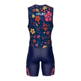 Sparx Men`S Triathlon Suit Trisuit Race Skinsuit Cycling Speed Suit Italian Fabric Swimskin (Navy Floral, Medium)