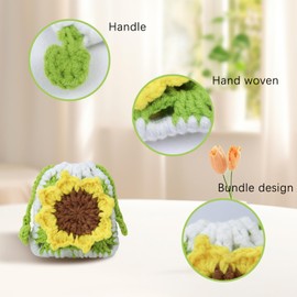 WisePoint Handmade Coin Bag Coin Purse Women Crochet Coin Purse for Women and Girls Coin Purse with Drawstring for Coin, Keys, White, S, crocheted