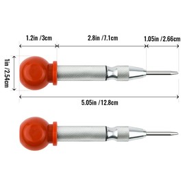 2 Pack Automatic Center Punch, 5 Inch Crushing Hand Tool Spring Punch with Cushion Cap, Metal Impact Center Hole Punch for Metal Wood Glass Plastic(Silver)