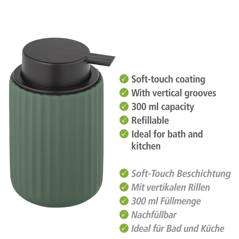 WENKO Belluno Liquid Soap Dispenser, Refillable Soap Dispenser Made of