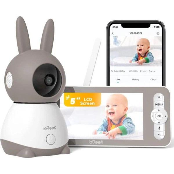 ieGeek 2K WiFi 2-Way Talk Baby Monitor 5 inch Video