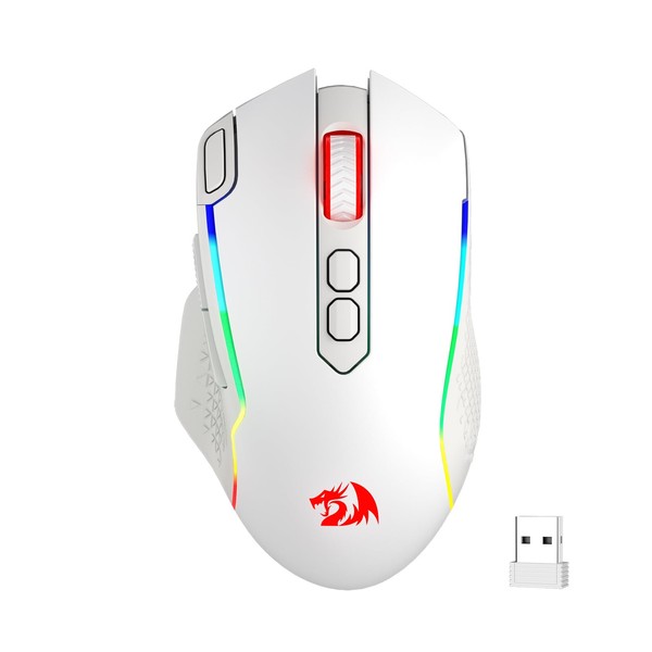 Redragon M810 Pro Wireless Gaming Mouse, 10000 DPI Wired/Wireless Gamer Mouse w/Rapid Fire Key, 8 Macro Buttons, 45-Hour Durable Power Capacity and RGB Backlit for PC/Mac/Laptop