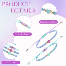 Lnngub 2 Packs Friendship Bracelets, Adjustable BFF Bracelets for 2-Heart Matching Strand Bracelet Friendship Bracelets Friendship Jewelry Gifts for Teen Women Couples