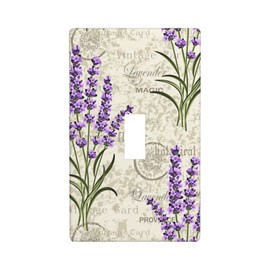 Purple Lavender Flower Lilac Floral Vintage Single Toggle Light Switch Plate Cover Decor Wall Plate Cover For Home Bedroom Kitchen Decorative 4.5 * 2.76 Inch