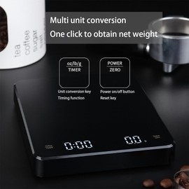 Coffee Scale with Auto Timing, Suitable for Espresso Scale Coffee, Coffee Beans, Ounce/Kilogram Units can be Freely Switched, 3kg/0.1g High Precision Scale for Coffee Beans, Black ﻿