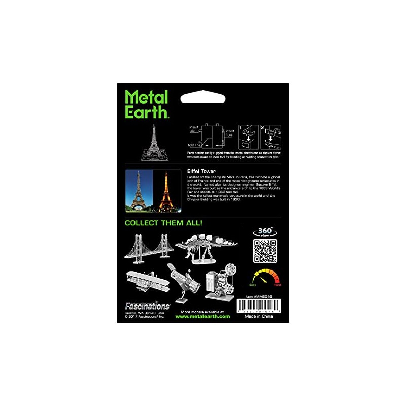 Metal Earth Fascinations MMS016 502554 - Eiffelturm, lasergeschnittener 3D-Konstruktionsbausatz, 1