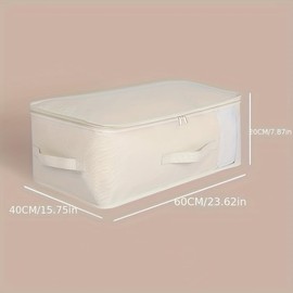 Canvas Comforters Bags Closet Organizers and Storage for Quilts Clothes Organization Containers Bins with Sturdy Zipper for Sweaters Blankets Storage Bedroom Collapsible (1 Pack)