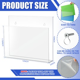 Wonderjune 2 Pcs 12 Inch Clear Wall File Holder Acrylic Tablet or Patient Chart Holder with Open Sides Medical Files Hanging Organizer for Wall Anchor Hardwar
