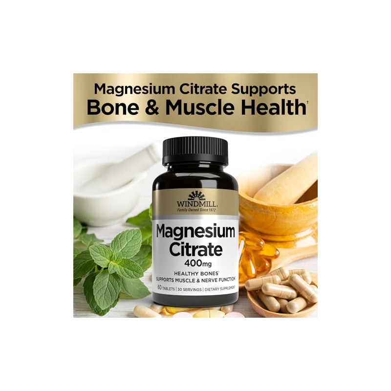 Windmill Natural Vitamins Magnesium Citrate 400 mg, Immune Support, Supports