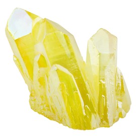 Nupuyai Titanium Coated Irregular Quartz Crystal Cluster Decor for Home Office Natural Druzy Rock Crystal Stone Specimen, Lemon Yellow