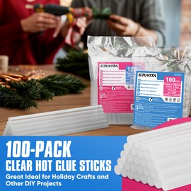 EZUVITA Full Size Hot Glue Sticks, 0.43” Dia x 8” Long, 100-Pack Clear Hot Melt Glue Gun Sticks for All-Temp Full Glue Guns, Multipurpose for DIY Art Craft General Repairs, Festival Decorations