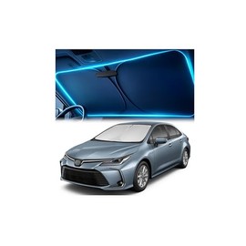 Windshield Sun Shade for Toyota Corolla 2020 2021 2022 2023 2024 2025 – Custom Fit Sun Shield with Mirror Cut‑Out, Blocks Heat & UV, Foldable with Storage Pouch - Toyota Corolla Windshield Sunshade