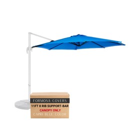 Formosa Covers Cantilever Umbrella Replacement Canopy TOP ONLY for 11 Foot 8 Rib Outdoor Patio Garden Offset Umbrella Fabric Round Octagonal, Premium Olefin Fabric, Capri Blue - Rib Length 64" to 66"