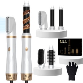 5 in 1 Hair Dryer Brush Set, Blow Dryer Brush with Air Style Wrap Hair Styler, Negative Ionic Magic Style Set, Detachable Air Curler for Volumizer,Straightener,Drying