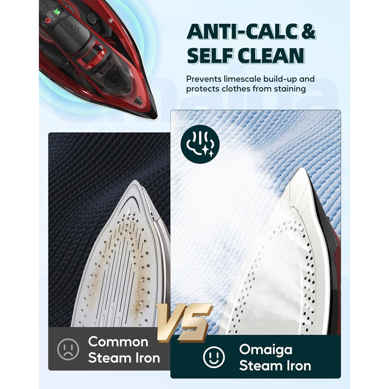 OMAIGA Cordless Iron for Clothes, 1500W Wireless Steam Iron with