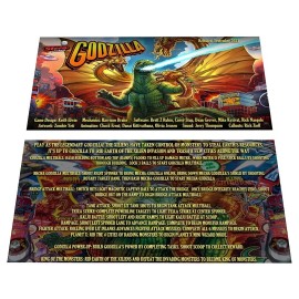 Stern Godzilla Premium Pinball Custom Apron Instruction Cards