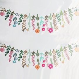 2PCS Flower Party Banner Wildflower Party Decorations Double-Sided Waterproof Flower Garland Baby Shower Birthday Tea Party Supplies Garden Picnic Wedding Backdrop Indoor Outdoor