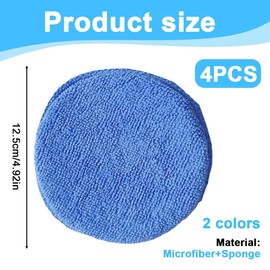 SGERUFZ 4 Stück Schwamm-Block, Schaumstoff Auto Wachs Applikator Pad, Auto waschen Schwamm-Block, Auto wischen Reinigungsmittel Polierschwamm, rund, für Detailing (blau, grau)