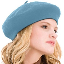 Kimming Womens French Wool Beret (Sky Blue)