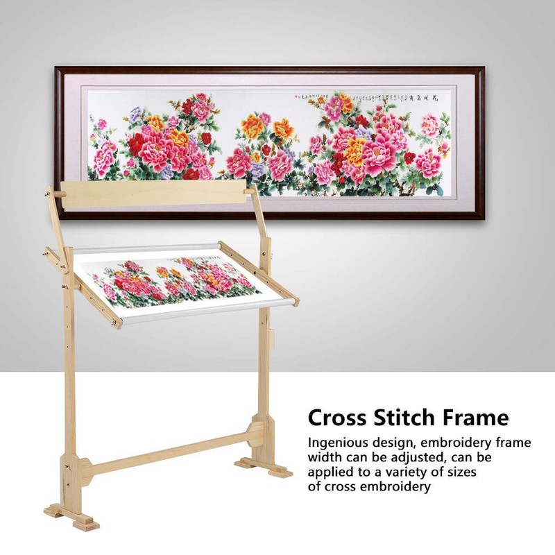 Adjustable Embroidery Stand, Wooden Frame Cross Stitch Floor Stand 360°
