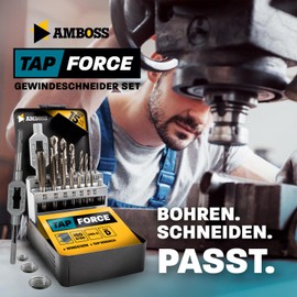 Metric Tap Set M3 - M12, 15 Pieces, HSS-G/Tap Wrench/Anvil Tap Force/Thread Cutting Set, Thread Cutting Set, Tap Set / M3 & M4 & M5 & M6 & M8 & M10 & M12